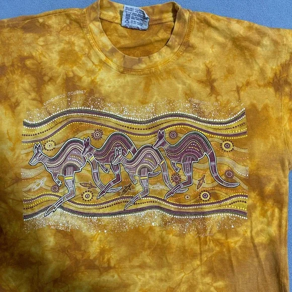 Vintage Gooses T-Shirt Aboriginal Art J.W. Eastwood Australian Tie Dye Men's Med - Picture 3 of 8